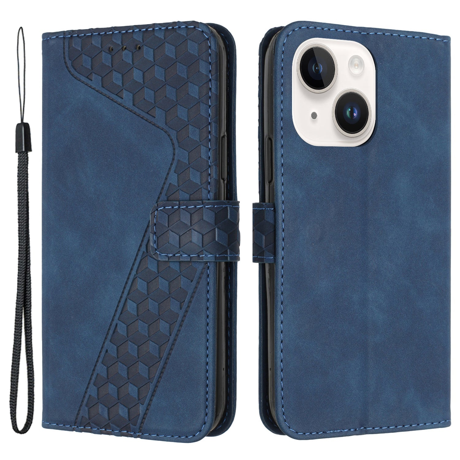 For iPhone 14 Plus Mobile Phone Cases Imprinted 7-Shape PU Leather Wallet Phone Stand Cover
